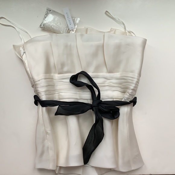 WHBM White House Black Market Crop Top Strapless Silk Chiffon w/Bow Bustier Top - Picture 1 of 16